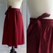 1970s Red Skirt Burgundy Red Skirt Wraparound Hippie Disco Womens Size Small
