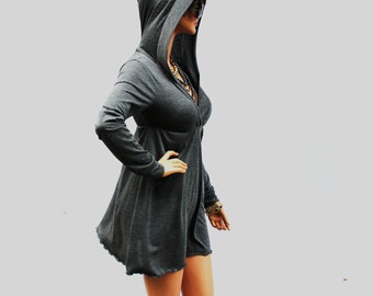 Dress / Grey Dress / Hoodie Dress / Grey Hoodie Dress / Grey Hooded Dress / Oversized Hoodie / Party Dress / Grey Dress