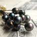 Lampwork glass headpins "Laudanum" 7mm round silver, iridescent matte grey blue, 3" long copper wire, 22 gauge, handmade (4 head pins)