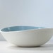 Organic Modern Serving Bowl in Teal and White Porcelain