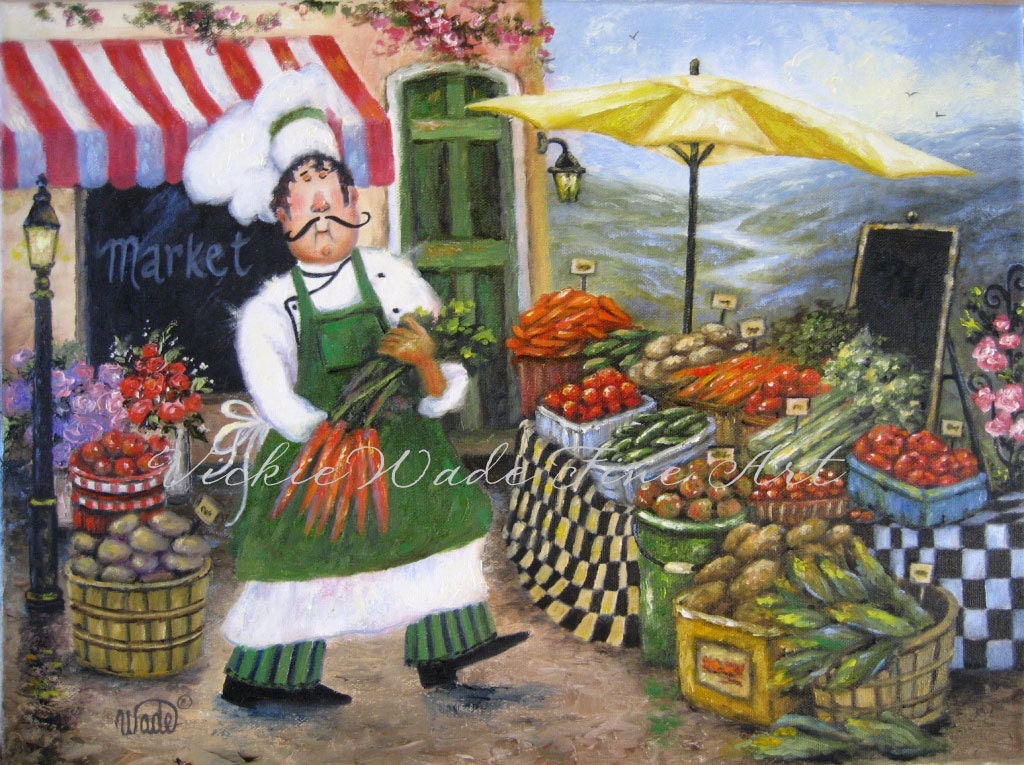 Market Chef Art Print fat chefs chef paintings prints chef