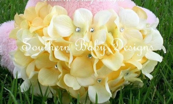 Yellow Hydrangea Flower Bloomersamp; Headband Set Newborn Infant Perfect 