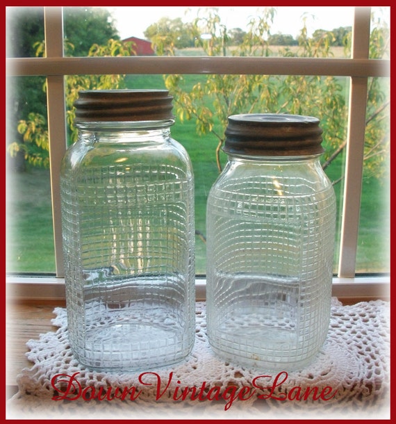 2 Antique Clear Jars Coffee Jars Quart Size