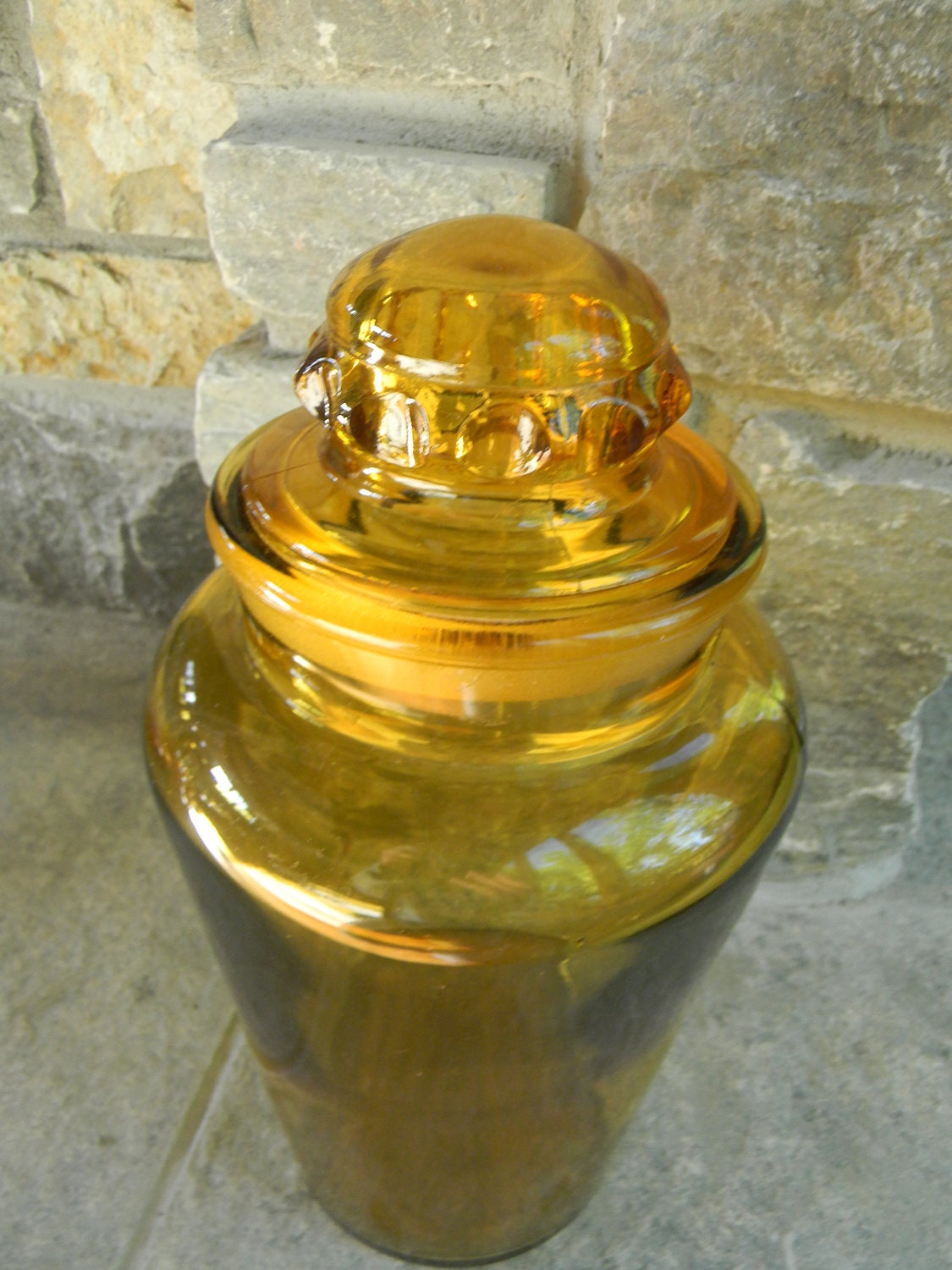 Vintage Rustic Wedding Harvest Gold counter jar Home Decor Amber