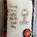 Handmade Primitive Fall/Halloween Witch Pillow Embroidery Country Hand Stitched Rustic Tea Stained Muslin Stitchery