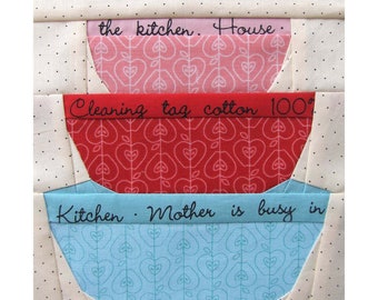 In The Cupboard - Mixing Bowl Set, Paper Pieced Pattern