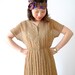 Vintage japanese earth yellow dress with flowers, small