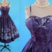 Vintage ALFRED SHAHEEN 1950's 50's Rare Purple Blue Bronze Metallic Bird of Paradisae handprinted sun dress