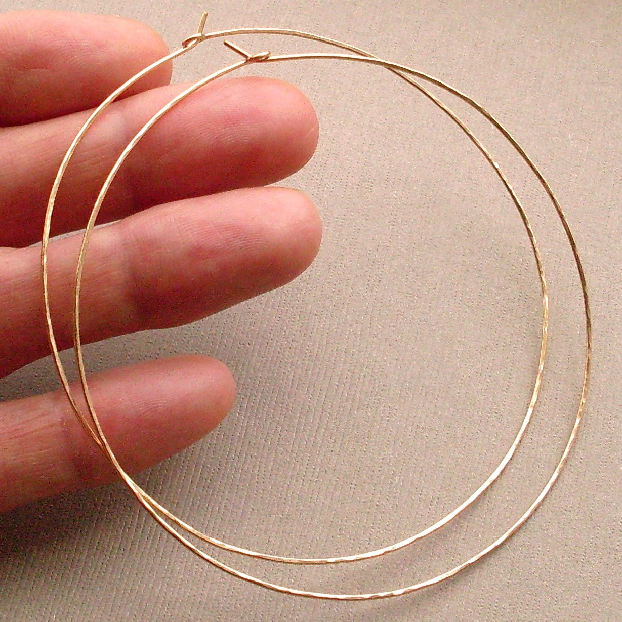 EXTRA LARGE 3 Gold Hoops 14KT Gold Filled Hammered by PamelaCurran