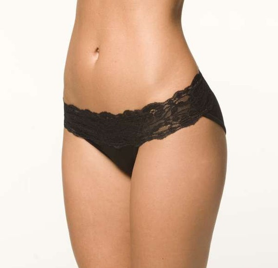 Black Lingerie Lace Trim Panty Ladies Underwear RTS