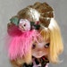 SALE Straw HAT Pink Feather n Flower for Blythe Barbie Bratz n fashion dolls