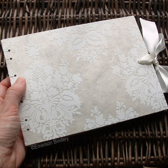 Wedding Guest Book French Damask in Ivory No 2 Select a