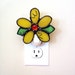 Night light yellow flower summer decor stained glass daisy