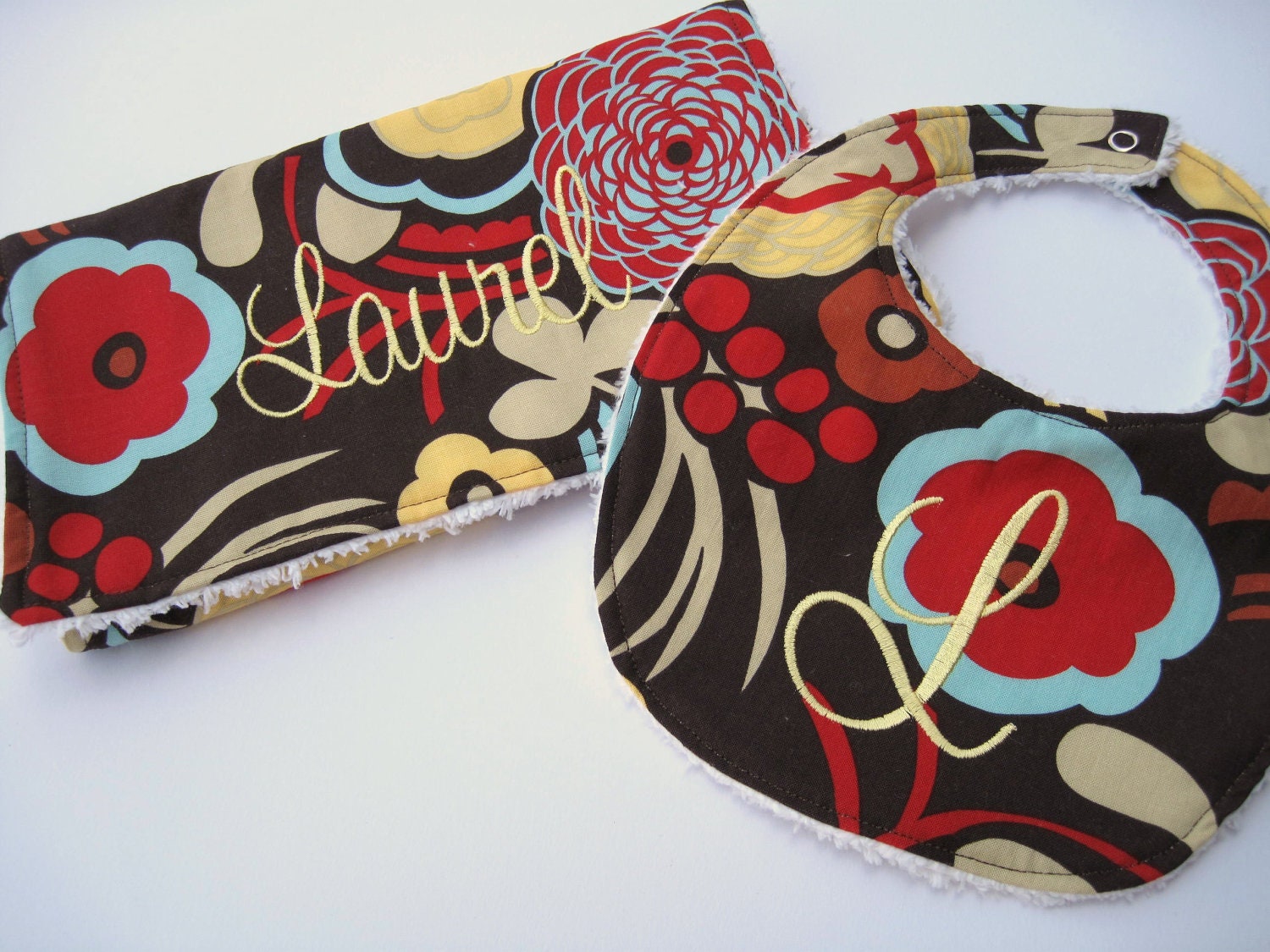 Personalized Bib and Burp Cloth Set Baby Bib set Baby Bib