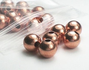 8mm Genuine Copper Large Hole Beads Round 20 pcs. GC-144