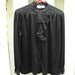 Vintage Tuxedo Blouse Black Lace Ruffle Top XL