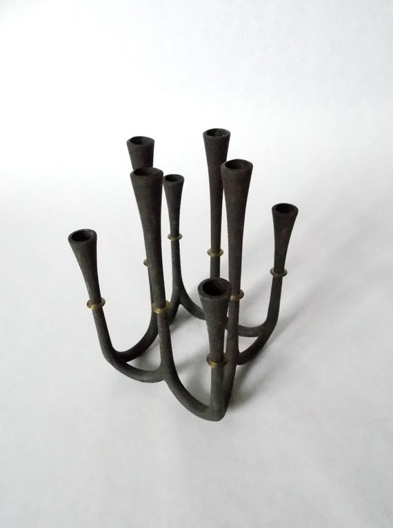 Danish Mid Century Modern Cast Iron Candle Holder 