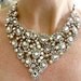 Bridal Statement Necklace, Rhinestone Statement Necklace, Crystal Bridal Necklace with Satin Tie - Choose Your Own Ribbon Color