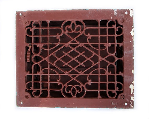 Antique Cast Iron Floor Grate Heat Register Advertising