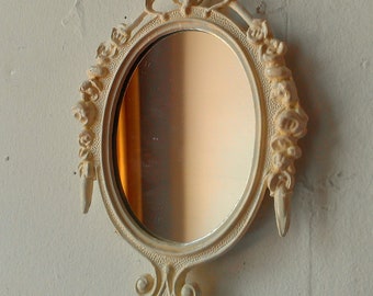 Decorative Wall Mirror in Small Vintage Off White Frame