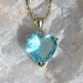 Swiss Blue Topaz Solitaire Heart Pendant - Vintage