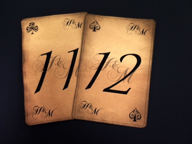 Table Number Playing Card Vintage Antique Alice In