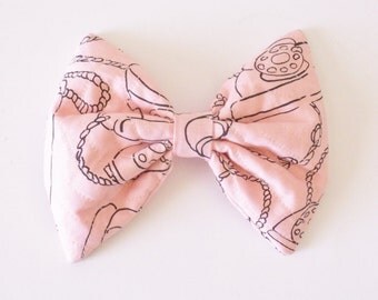 Pink Large Hair Bow In Telephone Print SALE