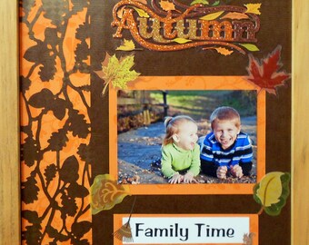 FALL FAMILY TIME Autumn Memory Album Page (Natural Veneer Shadow Box Frame Sold Separately)