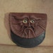 Grichels leather keychain wallet/coin purse - chocolate brown with honey brown and green slit pupil bobcat eyes