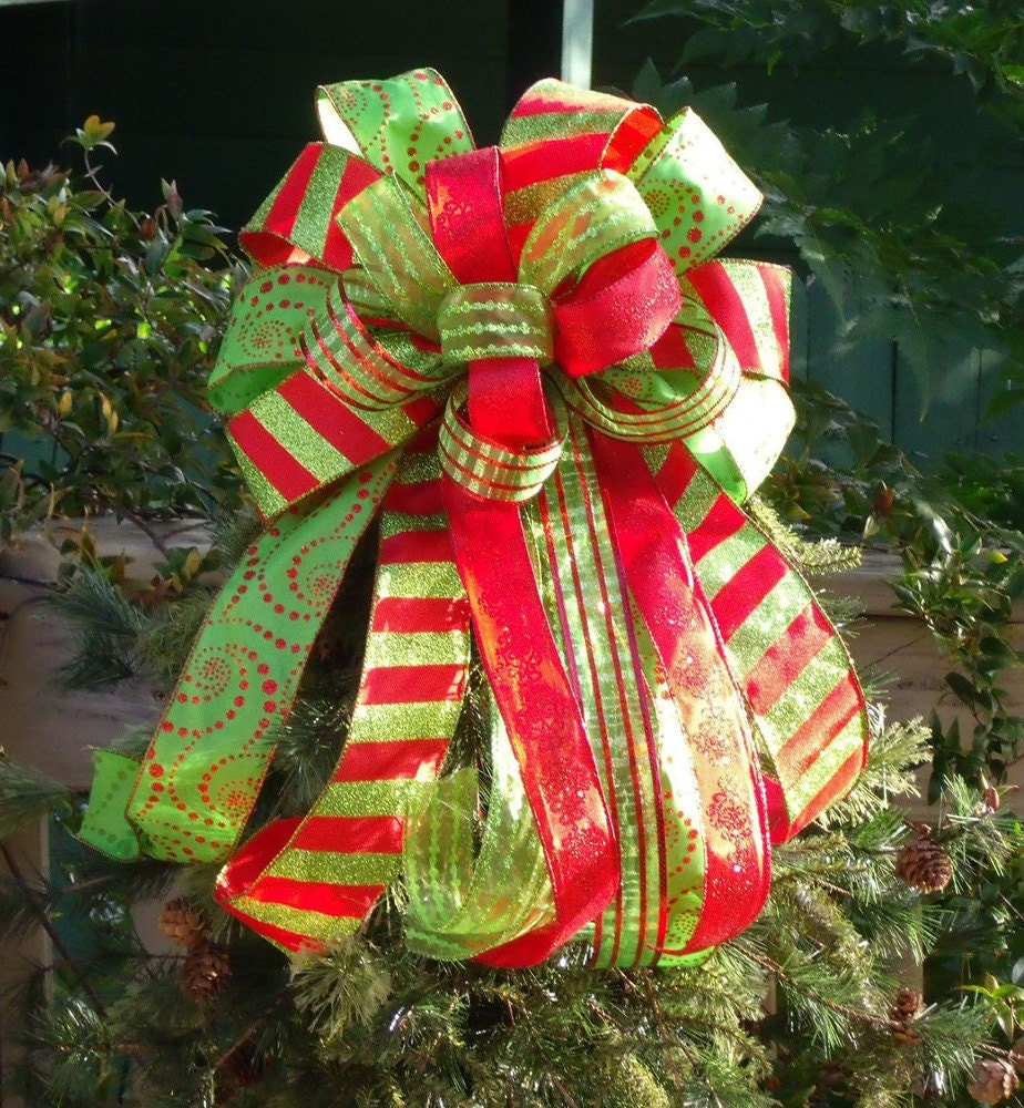 Christmas Tree Bow Bow Topper Wreath Bow Treetop Bow Red