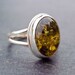 Green Amber Ring in Sterling Silver. Amber Ring