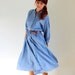 Sale - Vintage 1980s Blue Chambray Shirtdress. Mad Men Fashion. Office Fashion. Summer Fashion. Fall Fashion. Size Large