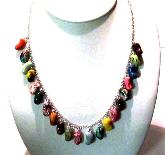 Jelly Bean Every Flavor Bean Charm Necklace on Chain Candy