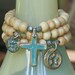 bone bracelet set with bronze charms with patina...