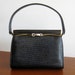Vintage 40s 50s Art Deco Sleek Exotic Black Lizard Purse Handbag