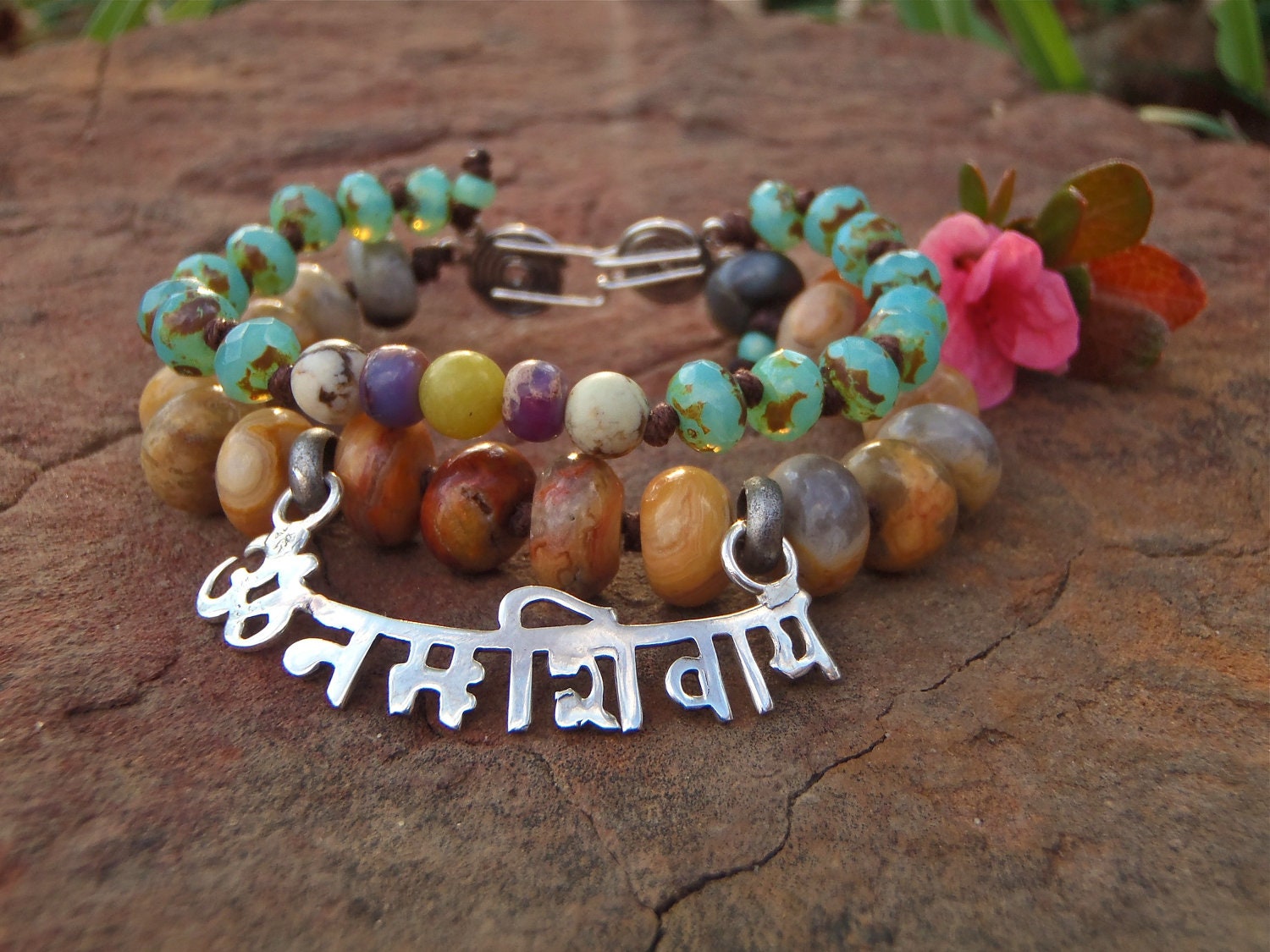 MANTRA BRACELET Sterling silver bracelet YOGA Gemstone