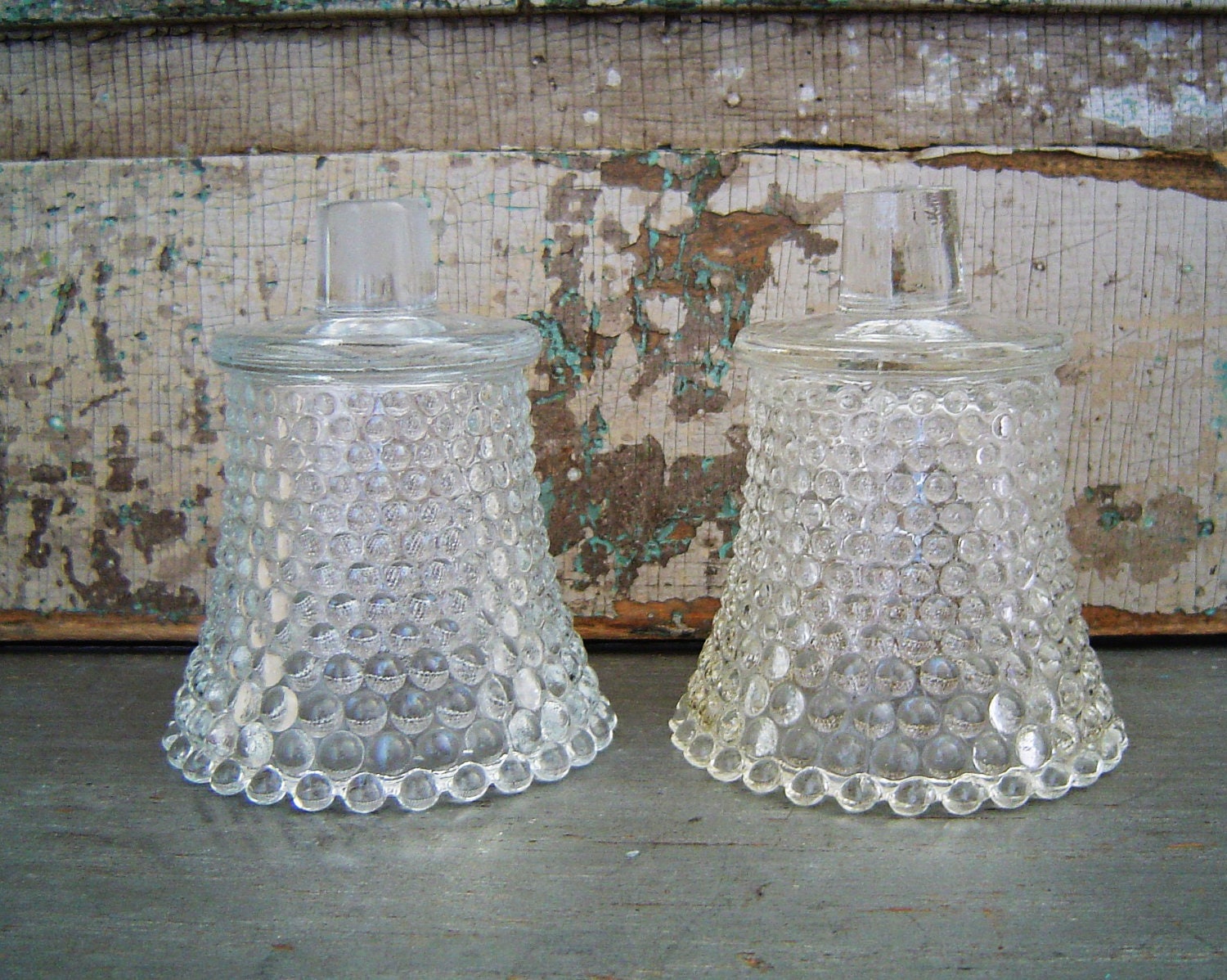 Clear Glass Votive Candle Cups Hobnail Wall Sconce Vintage