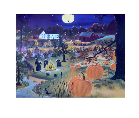 Vintage Halloween Print Girls Night Out Signed Will Moses