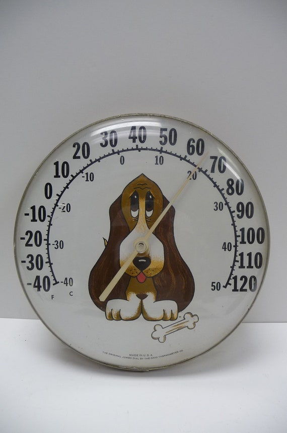 Vintage Thermometer Jumbo Dial Hound Dog Basset U.S.A