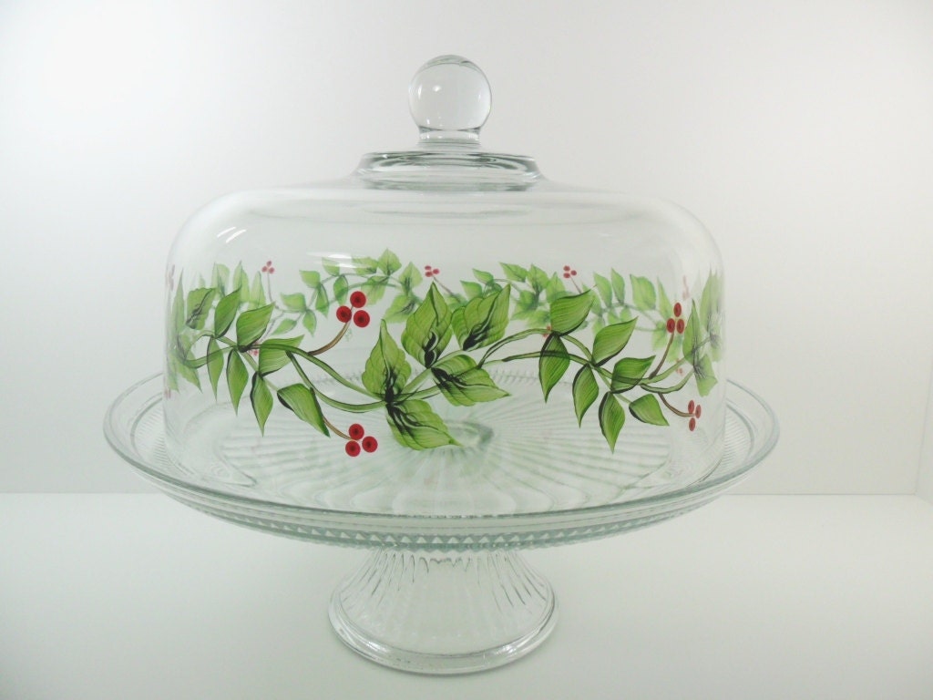 Cake Stand Dome Hand Painted