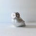 Silver Owl Upcycled Ceramic Figurine - Kitsch - Metallic Home Decor
