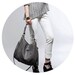 Gray Leather Bag - OPELLE Lotus Bag - Soft Pebbled Leather with Zipper Pockets in Smoke
