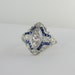 RESERVED. Ornate Diamond & Sapphire Filigree Engagment Ring. Platinum Filigree Dinner Ring, 1930s.