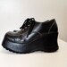 90s Black Vegan Wedge Platform Brogues Size 8