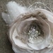 Vintage inspired 3 inch fascinator Wedding feather hairpiece Rustic burlap bridal flower shabby chic clip lace Beige champagne Ivory