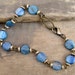 Blue Kyanite Bracelet, blue stone and gold brass jewelry, electric blue semiprecious genstone braceley, rustic, earthy, bead bracelet