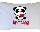 Panda Bear Pillowcase, Boy or Girl Personalized Panda Bear Pillow Case Travel or Standard Size Il_170x135
