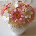 Paper Flower pink and white Paper Flower arrangement in White Pitcher Perfect gift 1 anniversary