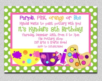 Arts and Crafts Birthday Party Invitation Pottery Birthday Party Invitations Painting Birthday Invitation Printable Boys or Girls