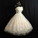 Vintage 1950's 50's STRAPLESS Ivory Flocked Floral Chiffon Organza Party Prom Wedding Bridal Dress Gown
